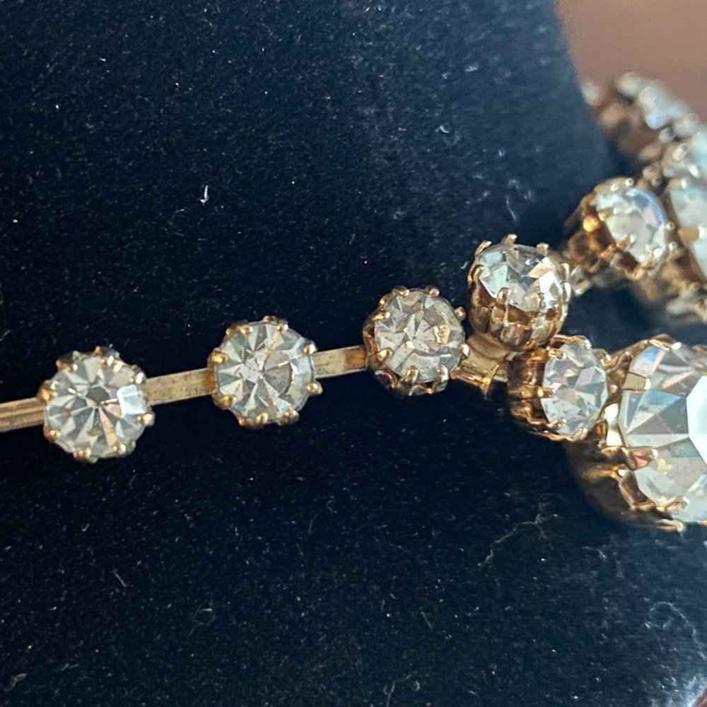 NecklaceKramer Art Deco Rhinestone Gold Tone Necklace with Hook Clasp