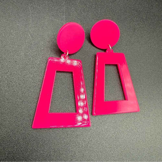 EarringsNeon Pink Exclamation Point Pop Art Acrylic Earrings — Y2K Punk