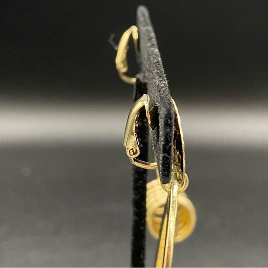 EarringsVintage 80s Hammered Gold-Tone Dangle Hoop Clip-Ons