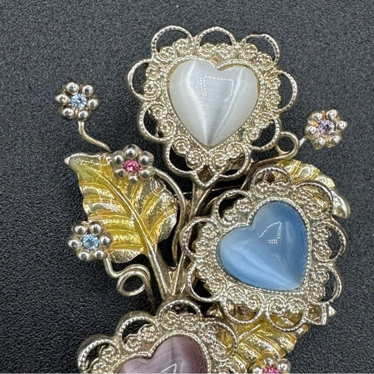 BroochesVintage KC Kenneth Cole Signed Heart Brooch in a Bouquet Shape