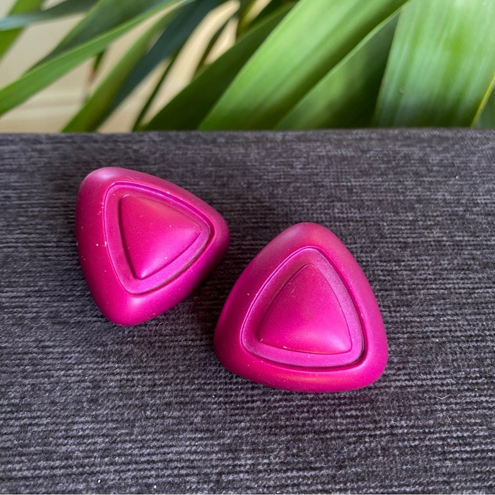 80s Hot Pink Disco Stud Earrings