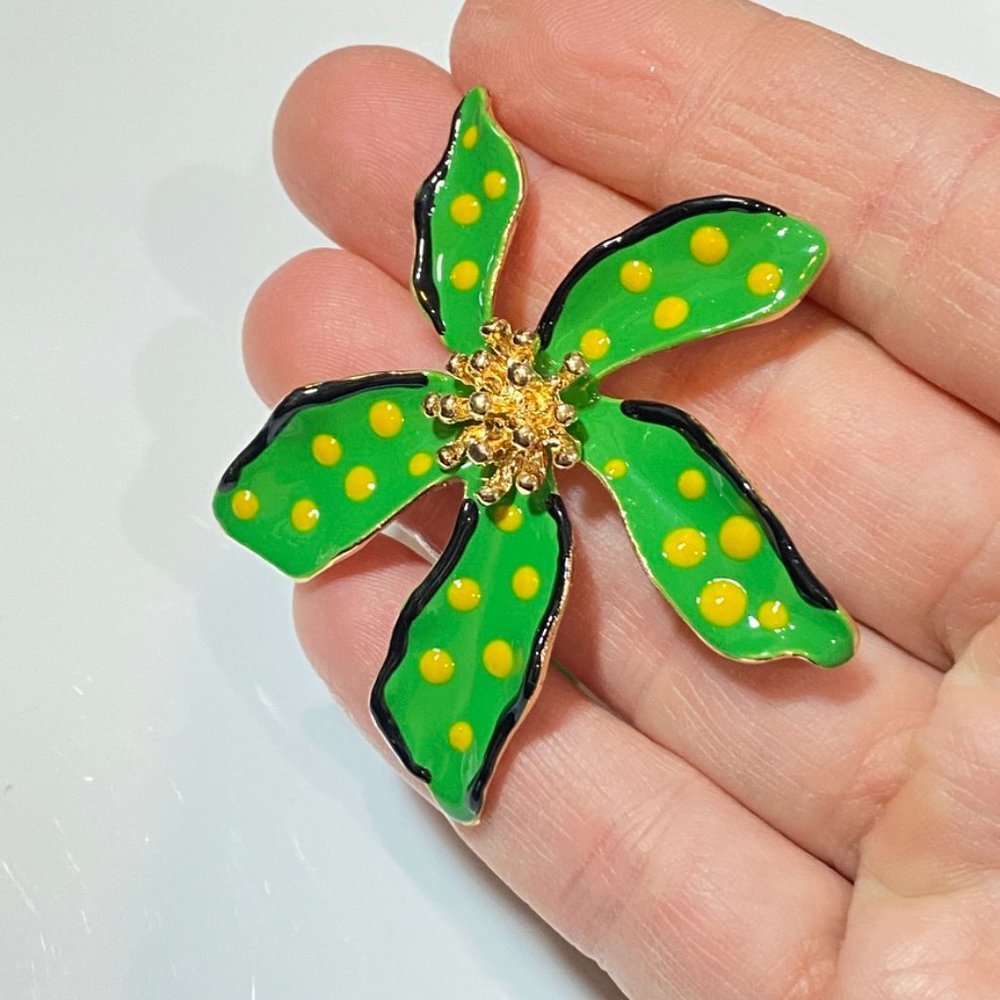 Exotic Green Tropical Flower Earrings