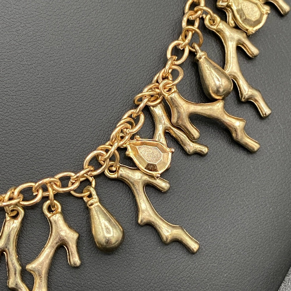 Gold Tone Coral Beach Necklace