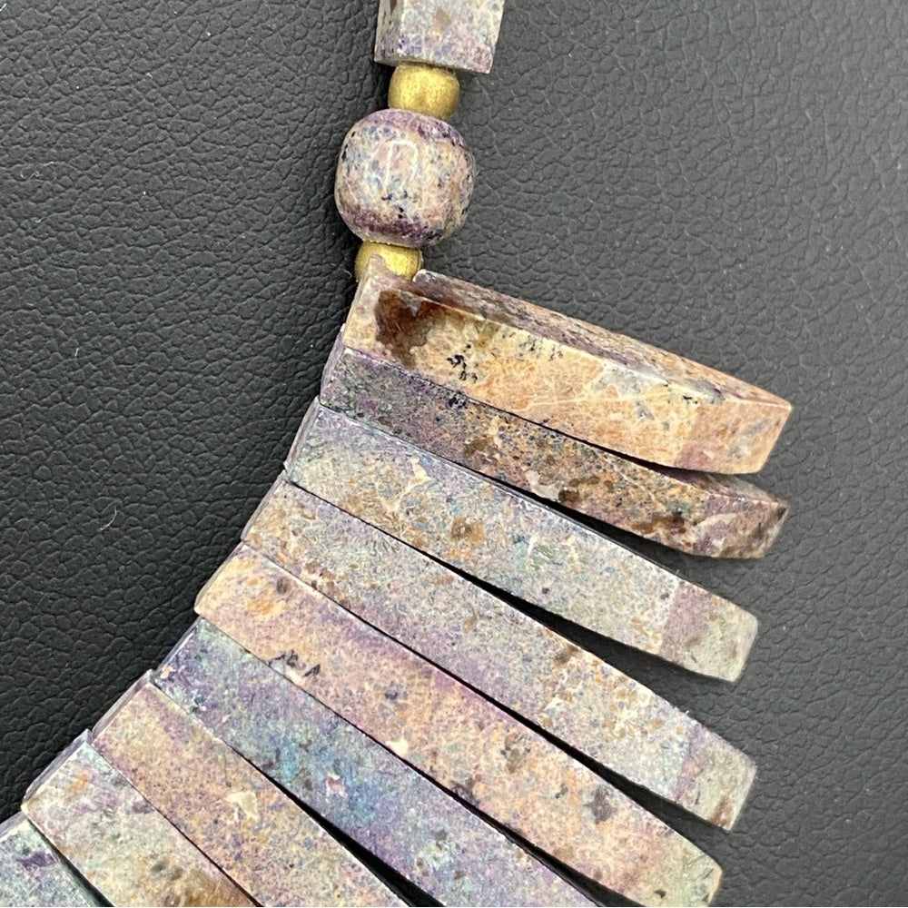 Geometric Jasper Bib Necklace in Brutalist Design