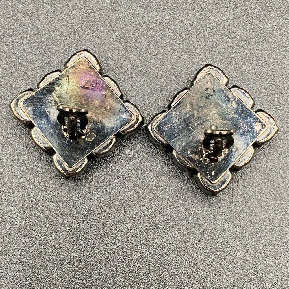 Vintage Black Faceted Jet Black Bead Clip On Earrings
