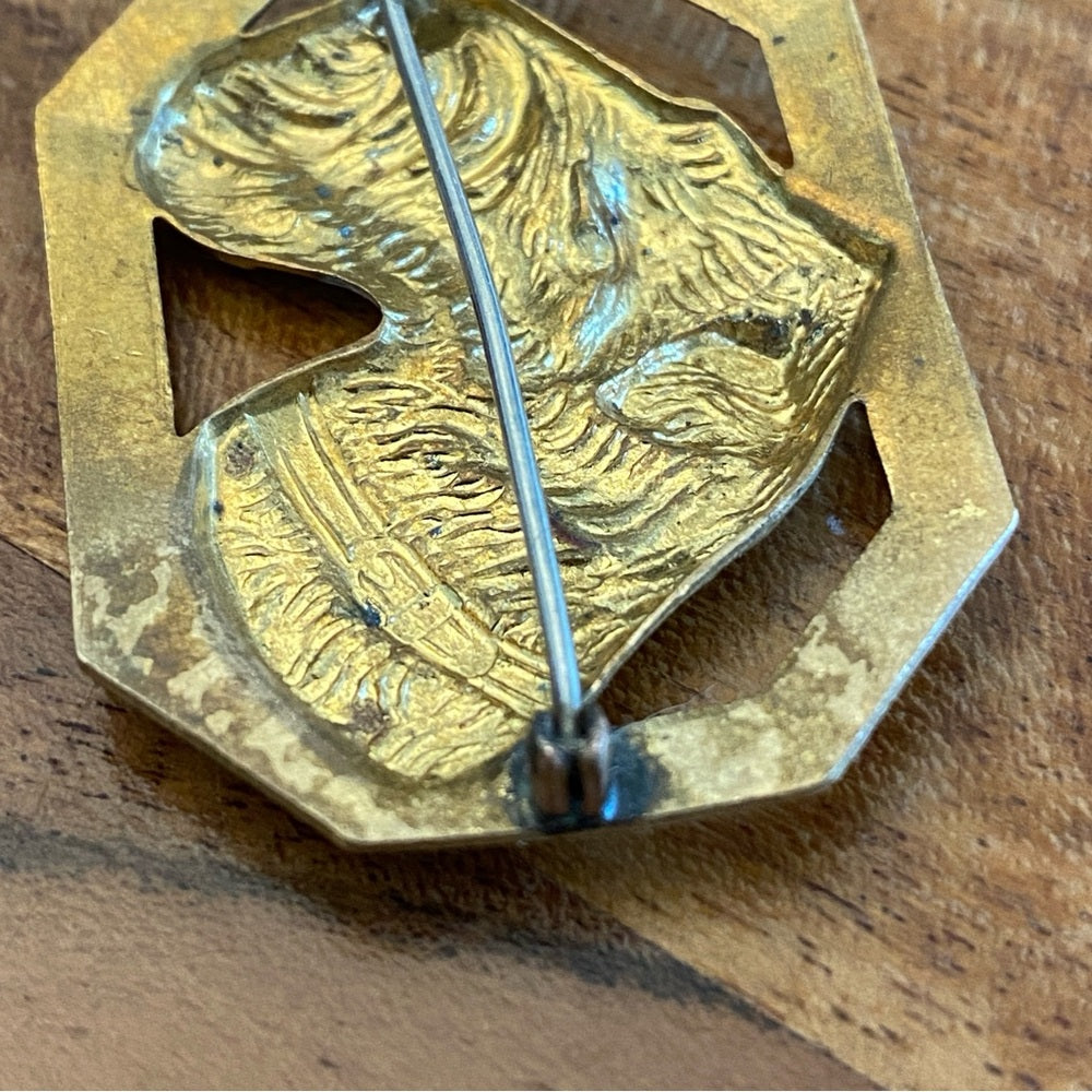Vintage Scottish Terrier Dog Brooch in Gold Tone