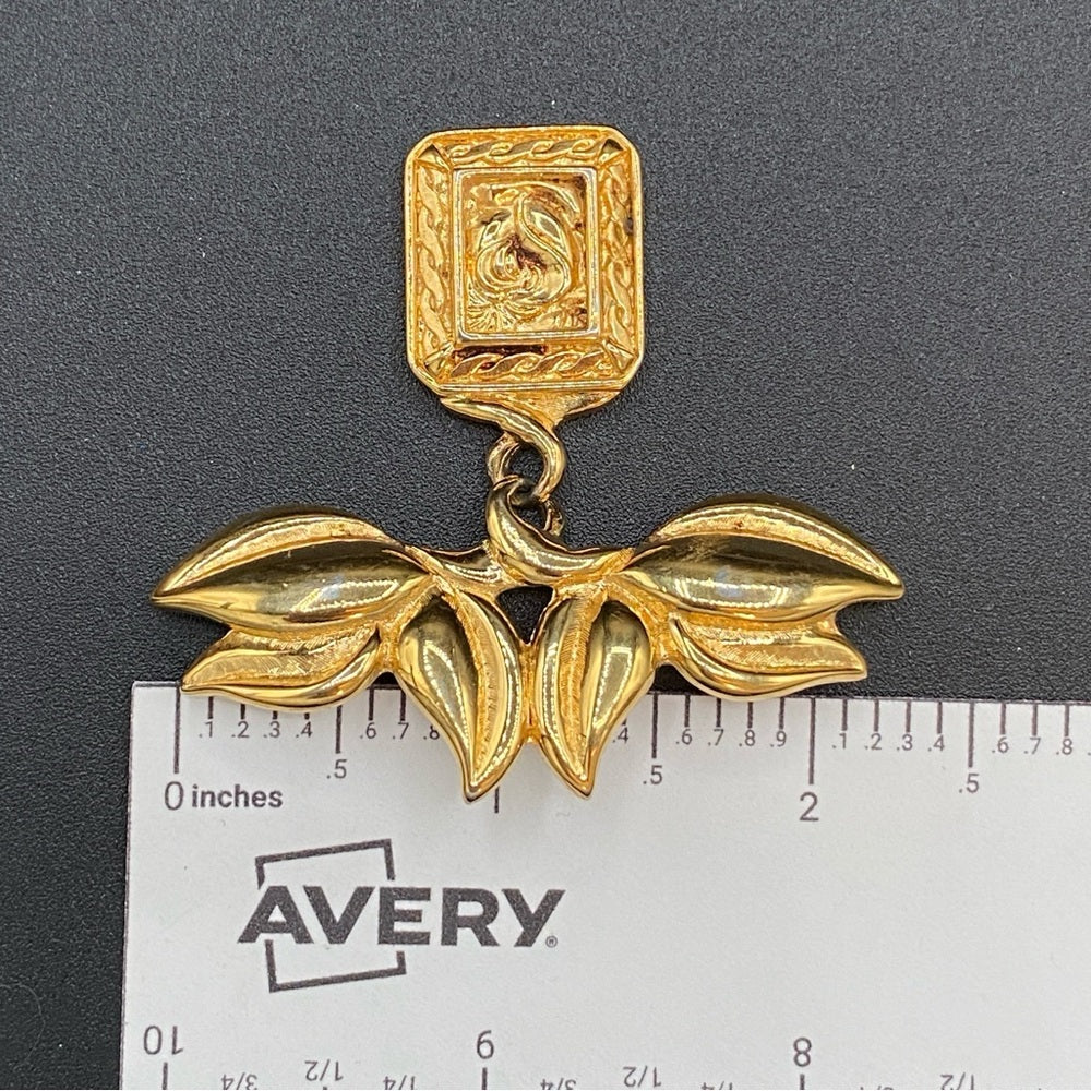 Liz Claiborne LCi Vintage Dangly Gold Tone Rose Brooch