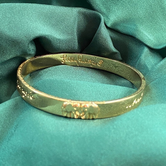 Lilly Pulitzer Gold Tone Lucky Elephant Jungle Bangle