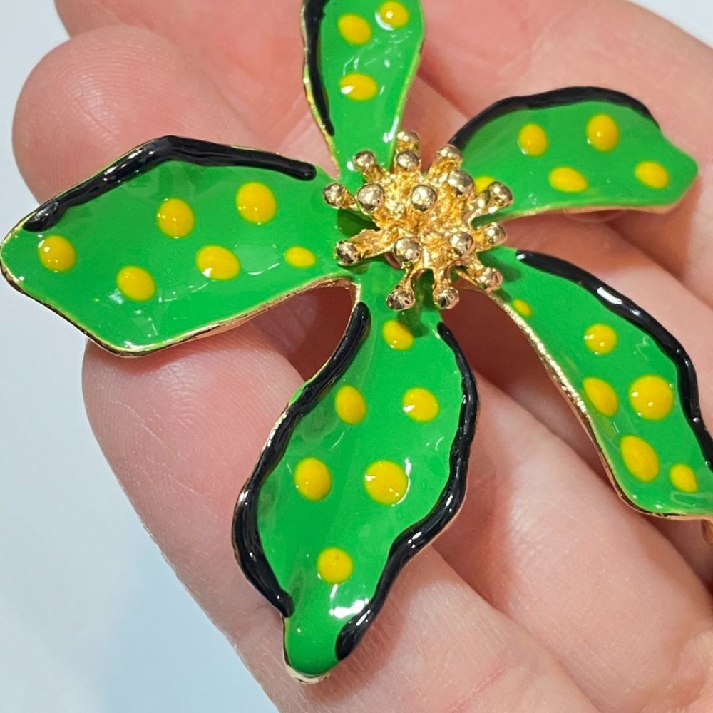 Exotic Green Tropical Flower Earrings