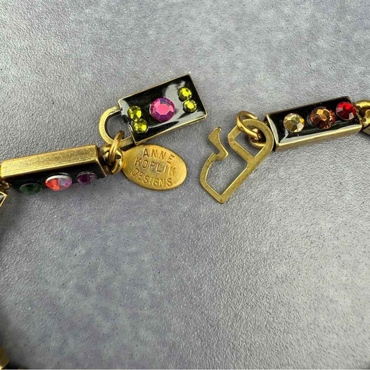 Anne Koplik Vintage Multicolor Rectangular Chain Link Bracelet