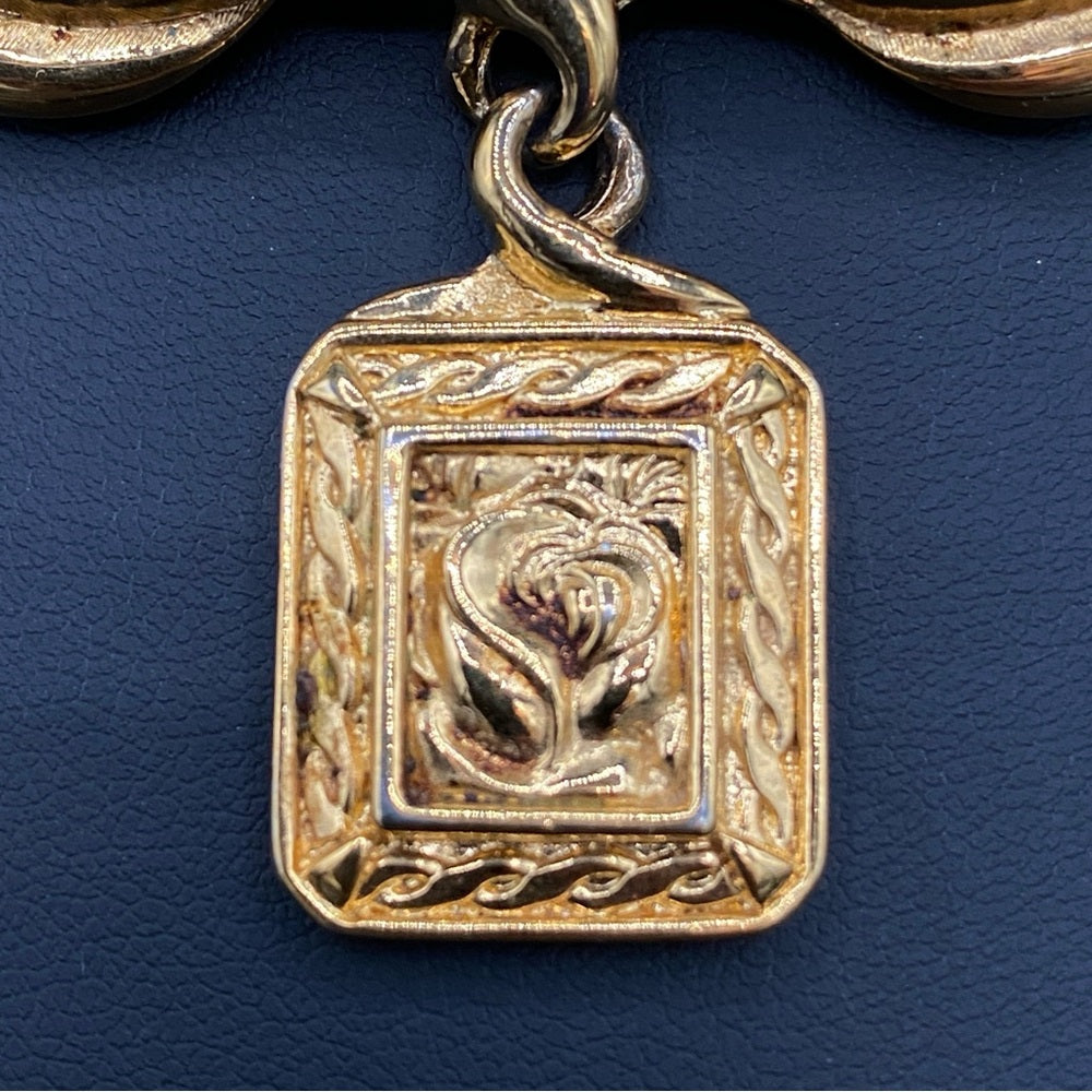 Liz Claiborne LCi Vintage Dangly Gold Tone Rose Brooch