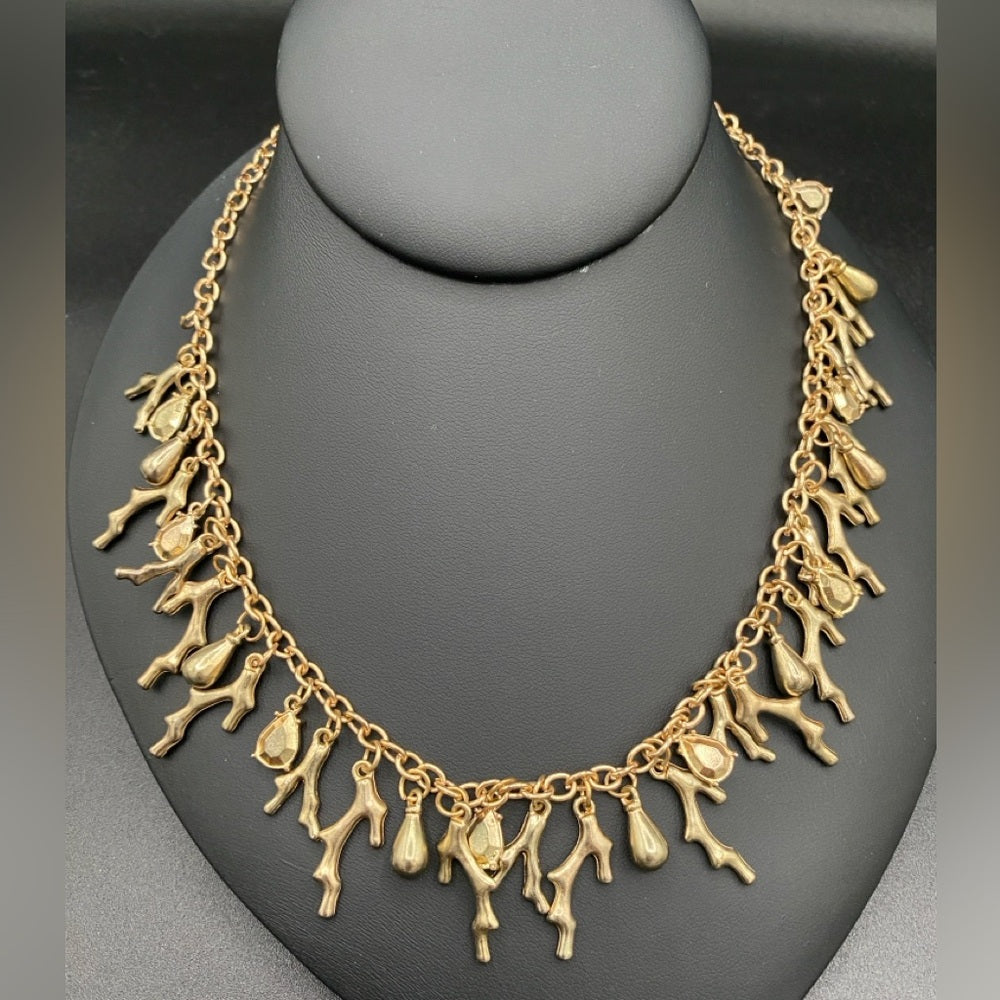 Gold Tone Coral Beach Necklace