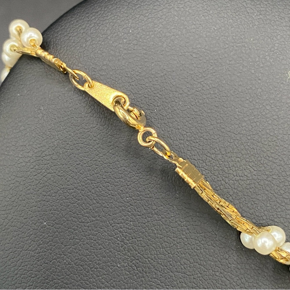 Braided Gold and Faux Pearl Vintage Necklace