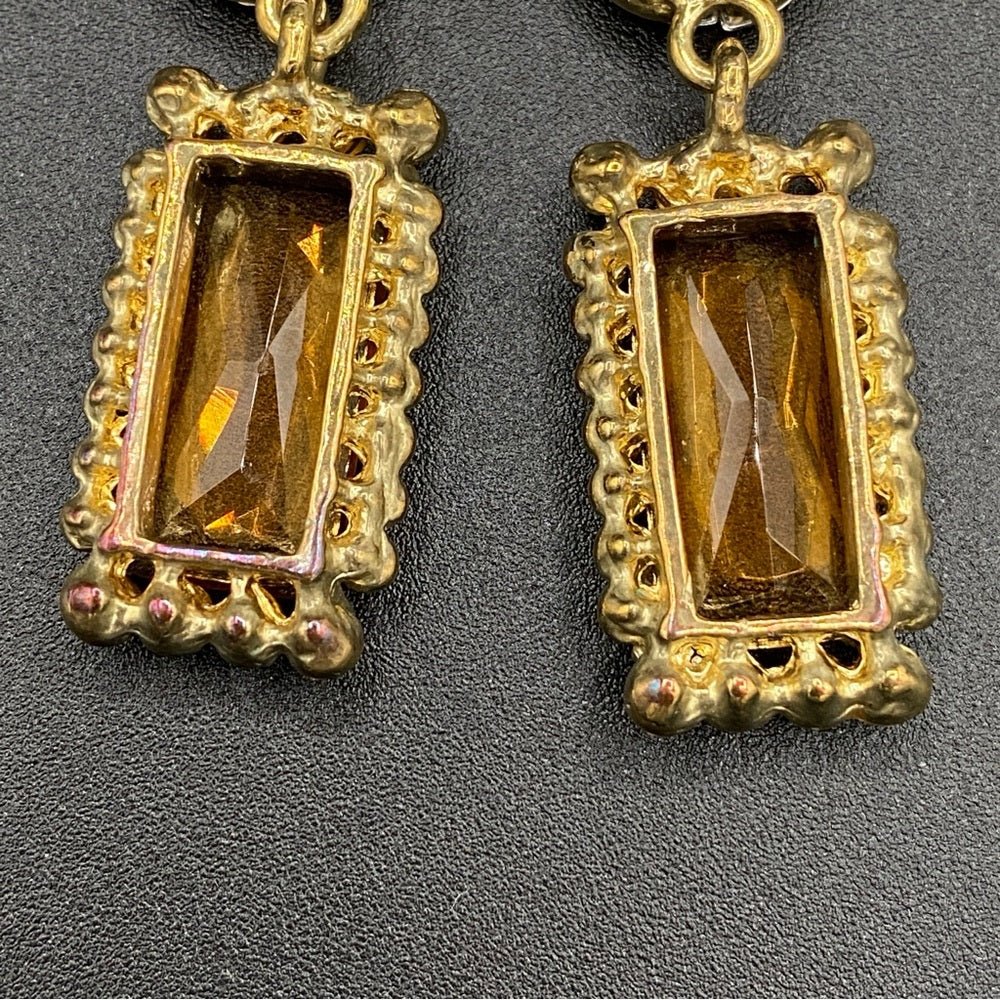 Earrings1980s Topaz & Aurora Borealis Rhinestone Drop Earrings - Glam Earrings