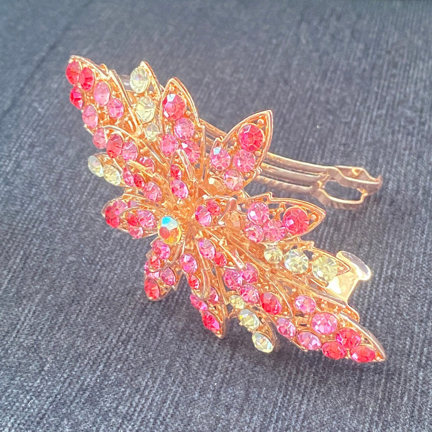 Rhinestone Studded Floral Hair Clip Barrette