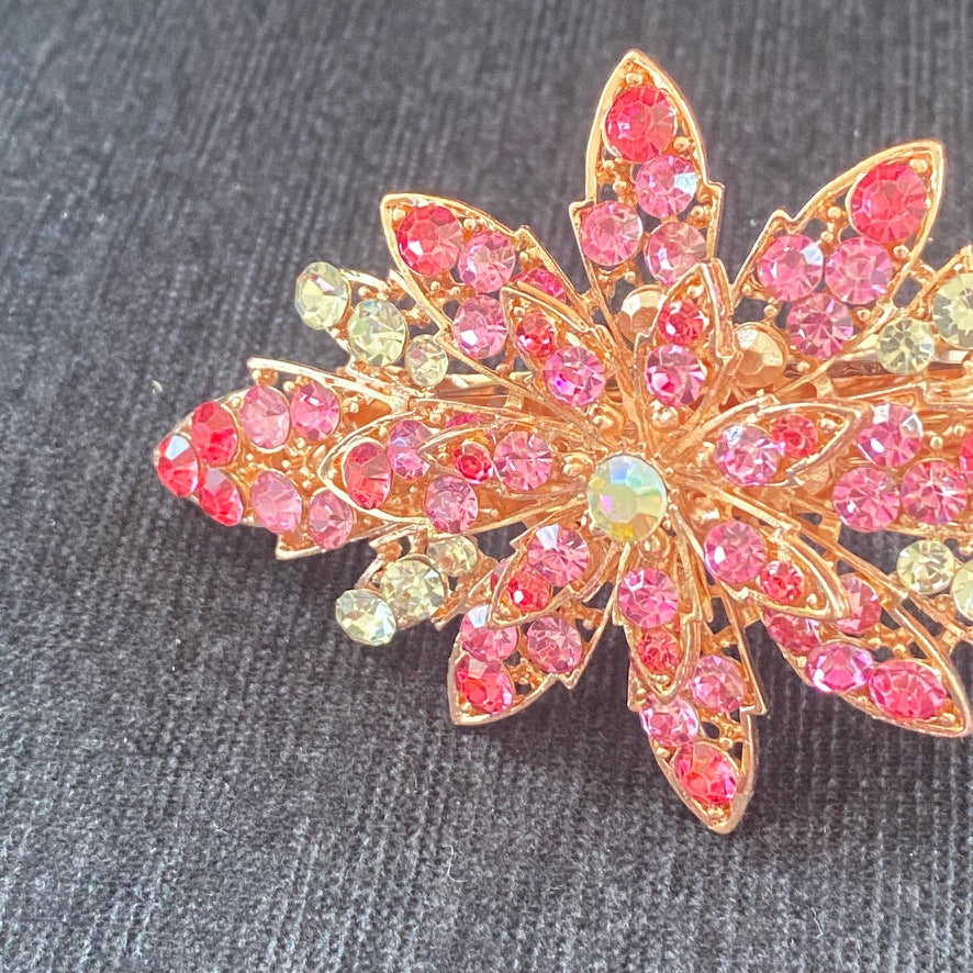 Rhinestone Studded Floral Hair Clip Barrette