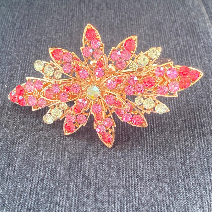 Rhinestone Studded Floral Hair Clip Barrette