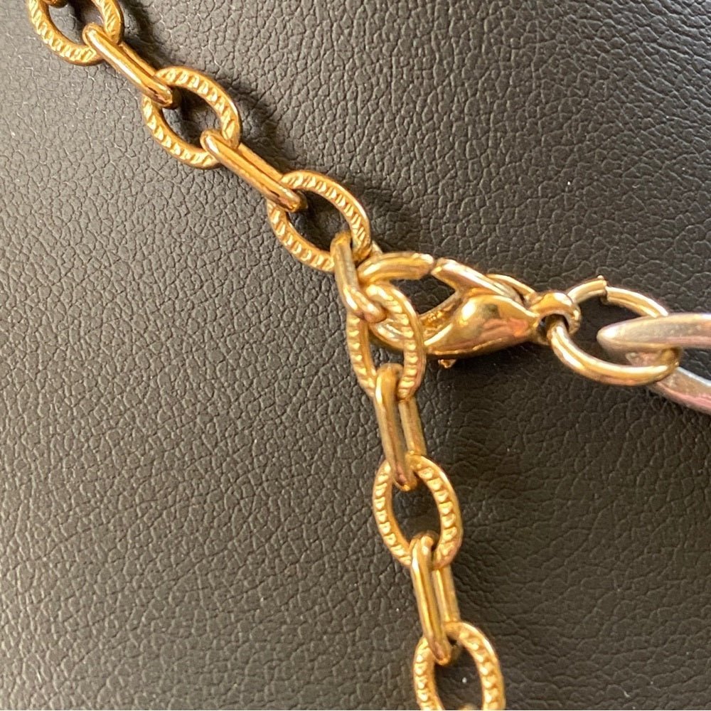 Necklace80s Artsy Circular Statement Necklace in Alternating Gold and Silver Tone