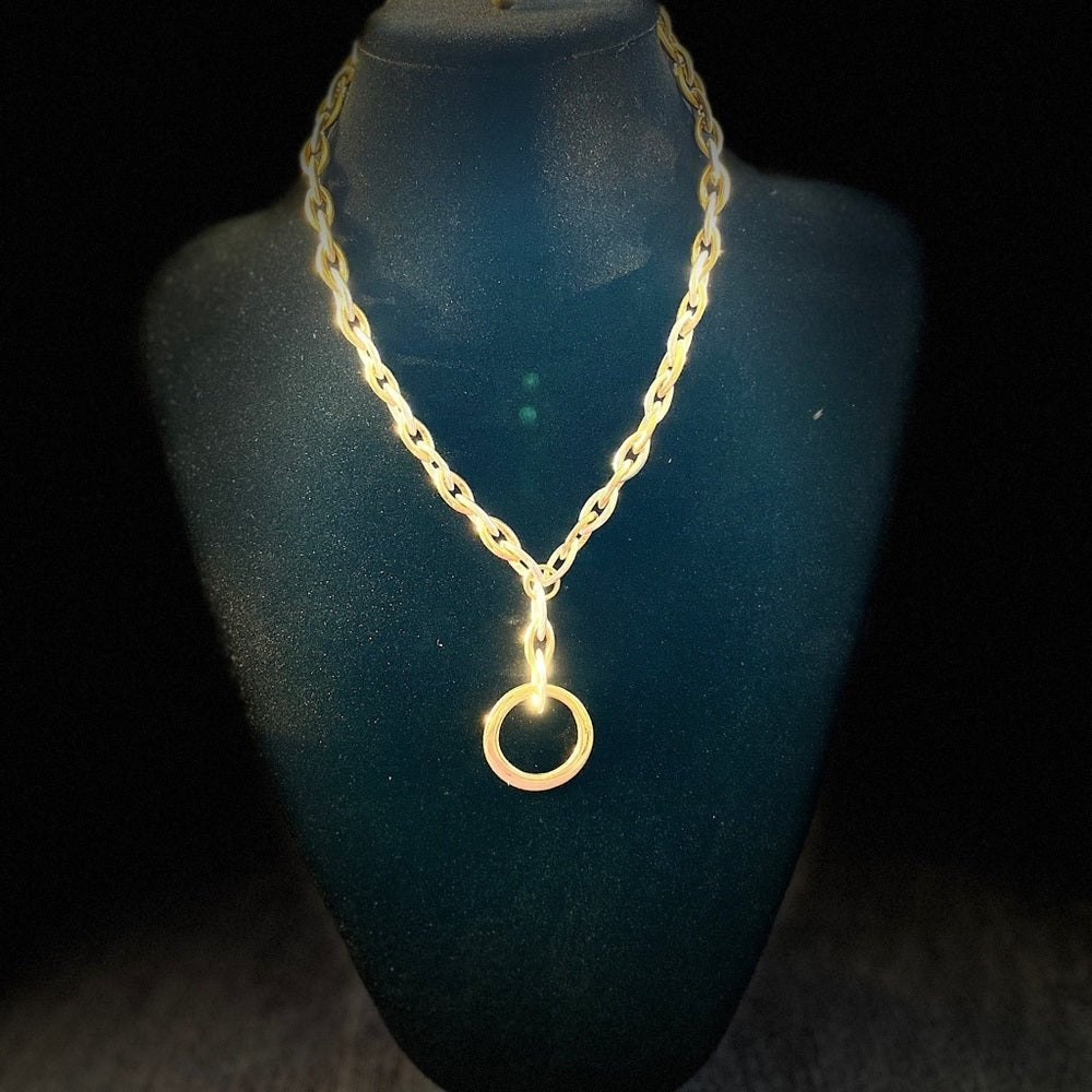 Necklace80s Artsy Circular Statement Necklace in Alternating Gold and Silver Tone