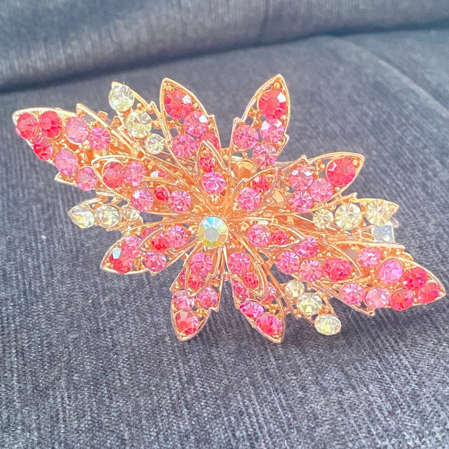 Rhinestone Studded Floral Hair Clip Barrette