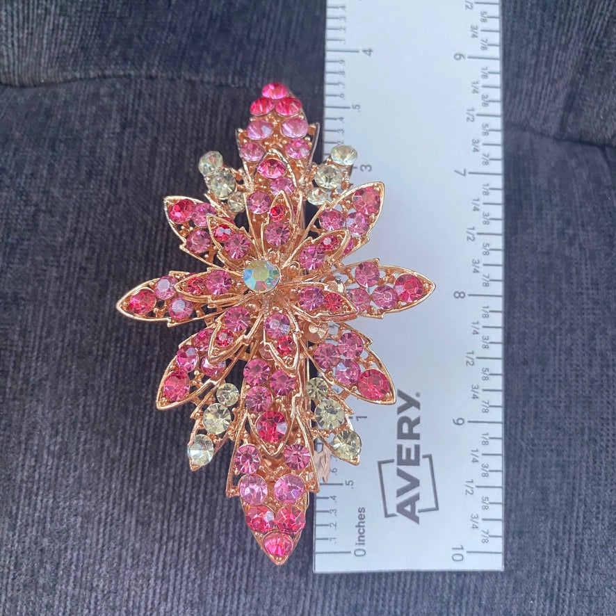 Rhinestone Studded Floral Hair Clip Barrette