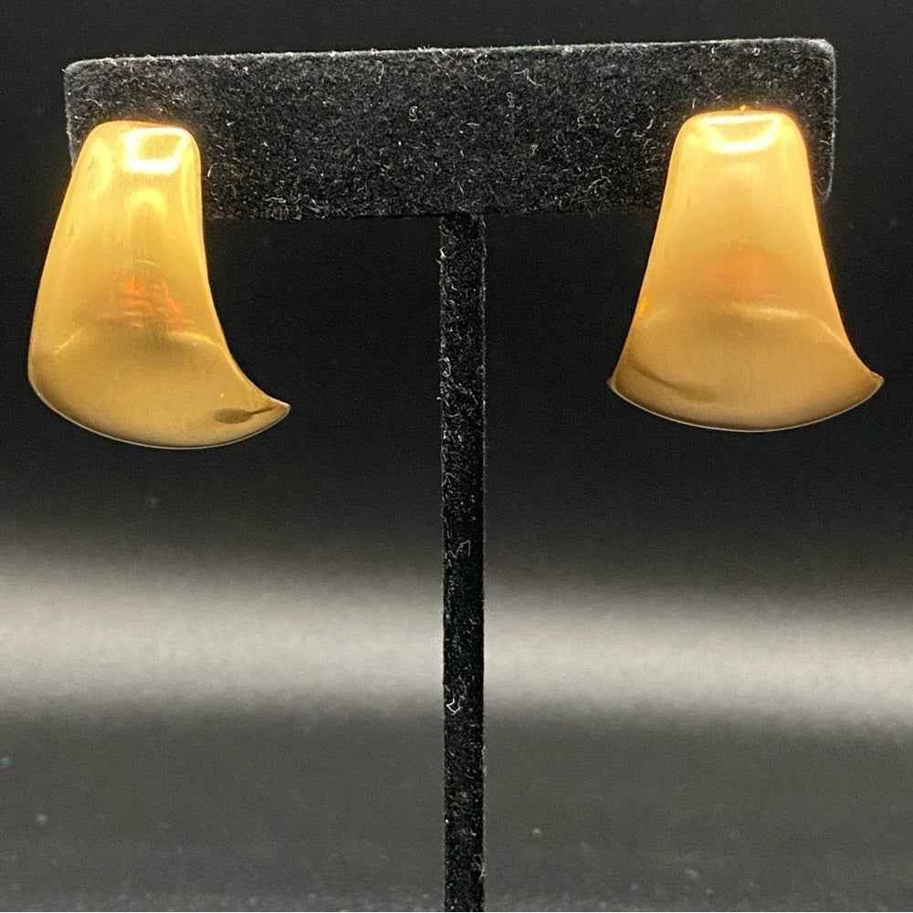 EarringsAK Signed 80s Brushed Gold Statement Earrings — Power Dressing Style