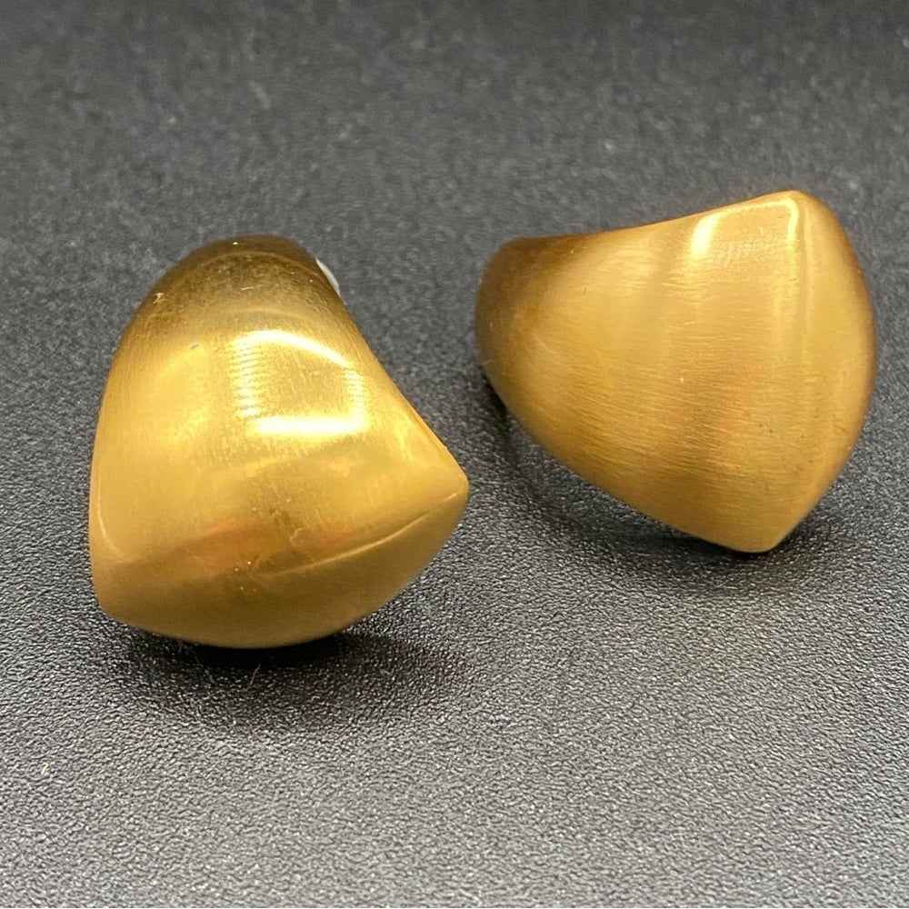 EarringsAK Signed 80s Brushed Gold Statement Earrings — Power Dressing Style