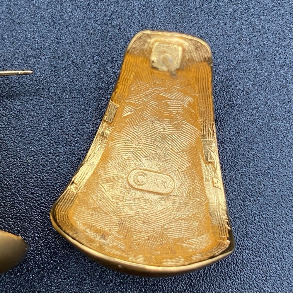 EarringsAK Signed 80s Brushed Gold Statement Earrings — Power Dressing Style