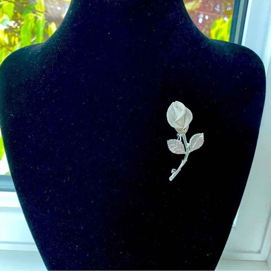 BroochesAnne Klein Brooch - Floral Rose Pin in Mesh Silver Tone