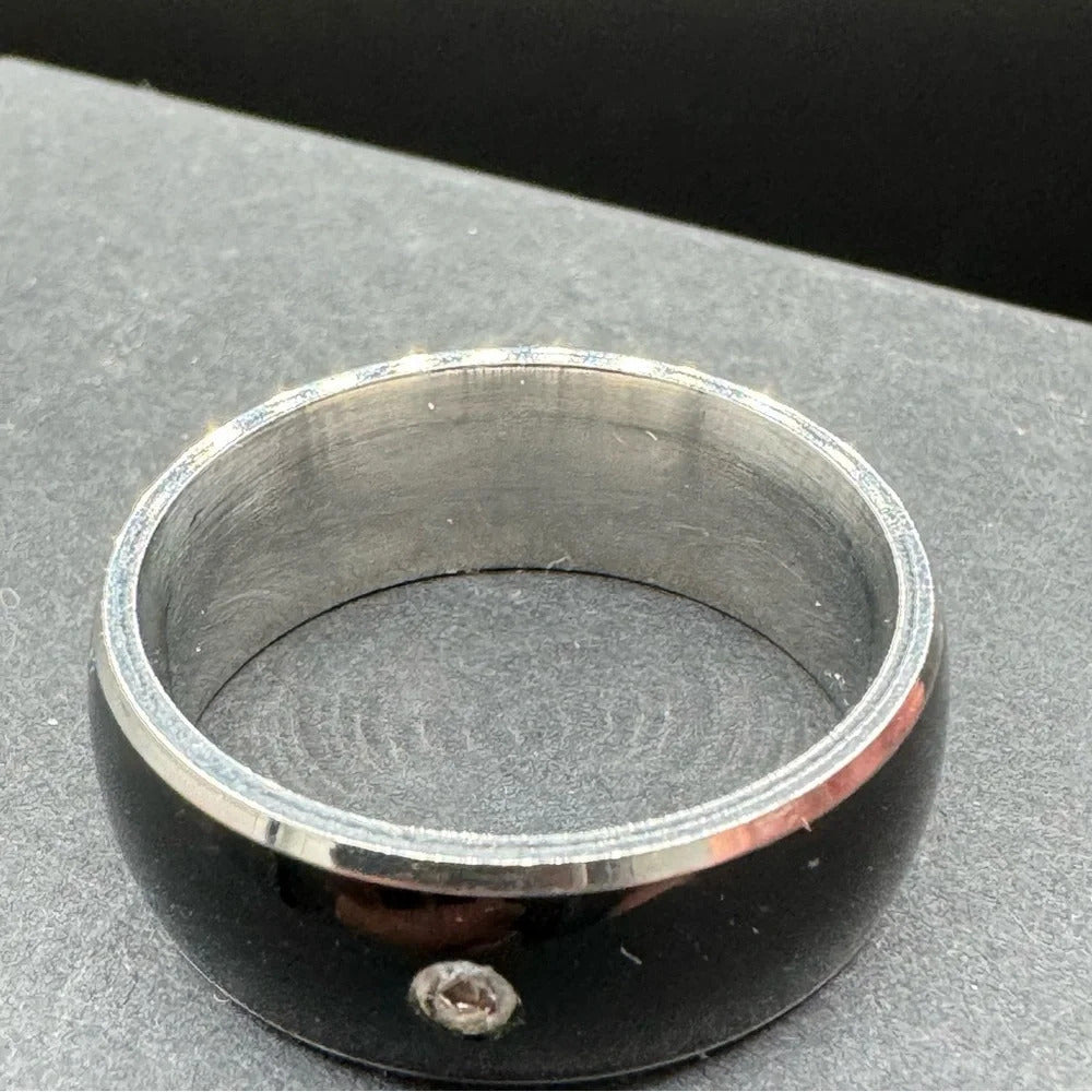 RingsBlack and Stainless Steel Men’s Rhinestone Ring Size 10