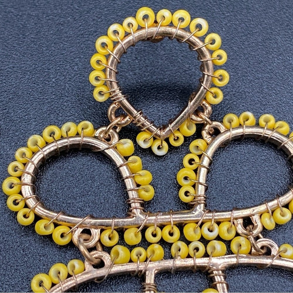 EarringsBoho Infinity Knot Dangle Earrings -Yellow Seed beads
