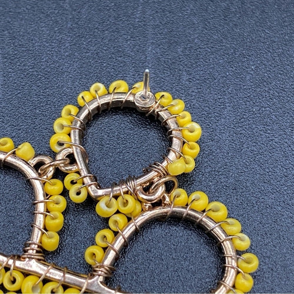 EarringsBoho Infinity Knot Dangle Earrings -Yellow Seed beads