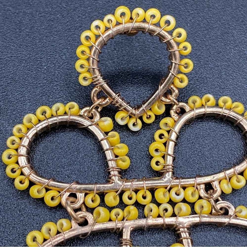 EarringsBoho Infinity Knot Dangle Earrings -Yellow Seed beads