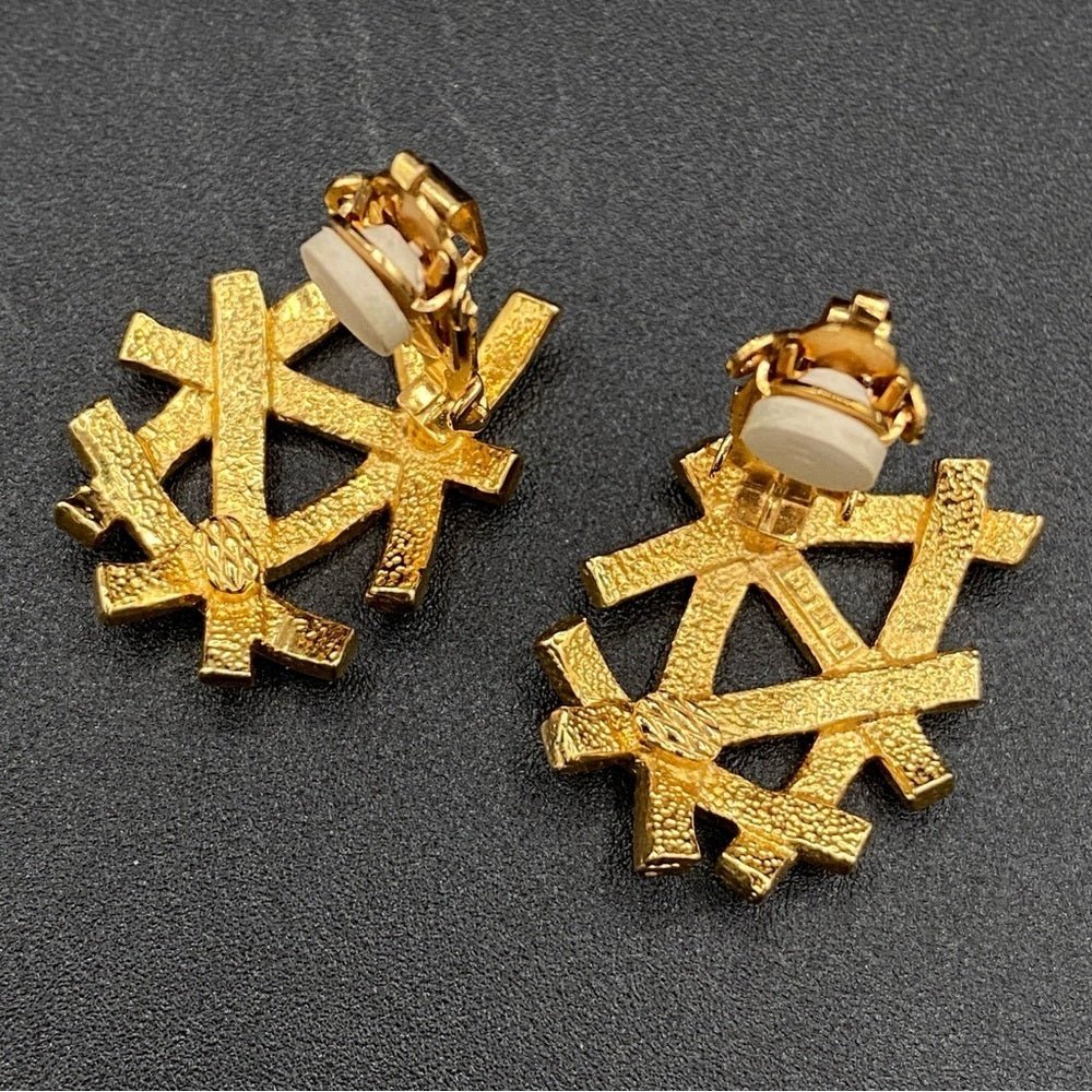 EarringsButler & Wilson Signed Abstract Rhinestone Bird Nest Clip-On Earrings