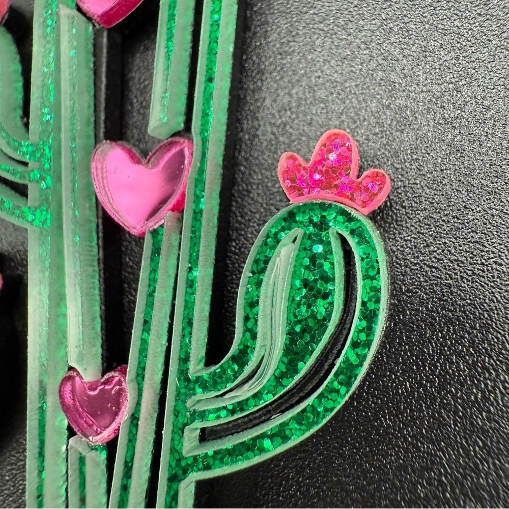 EarringsCactus Earrings Green and Pink - Pierced
