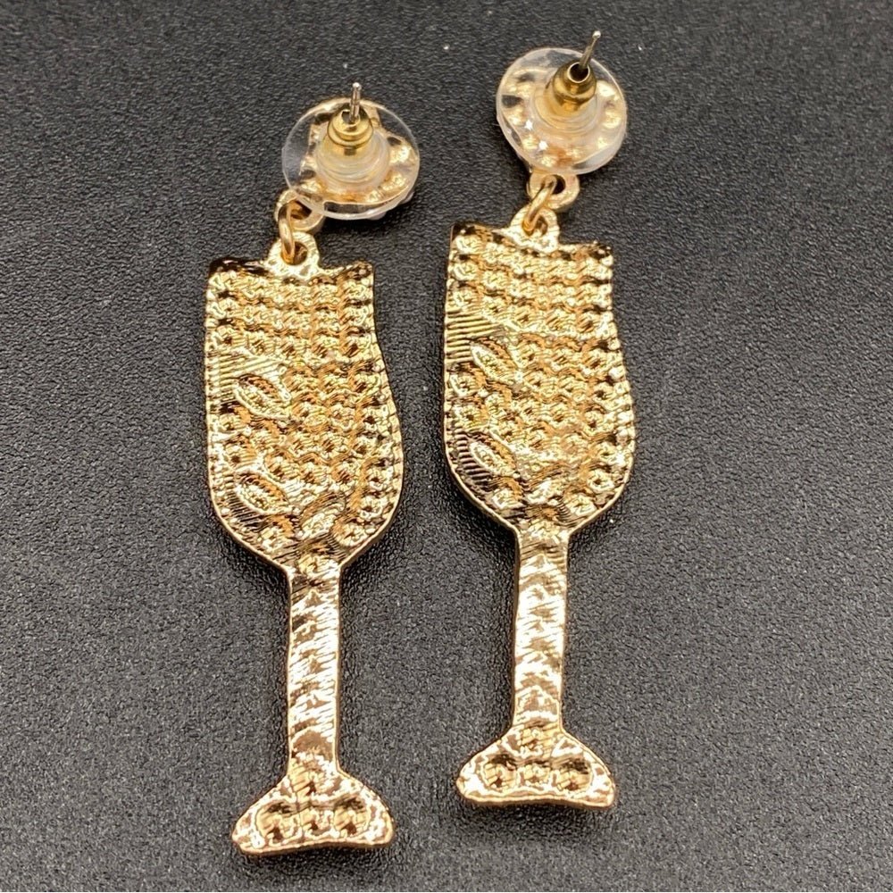 EarringsChampagne Pink Sparkly Rhinestone Gold-Tone Earrings