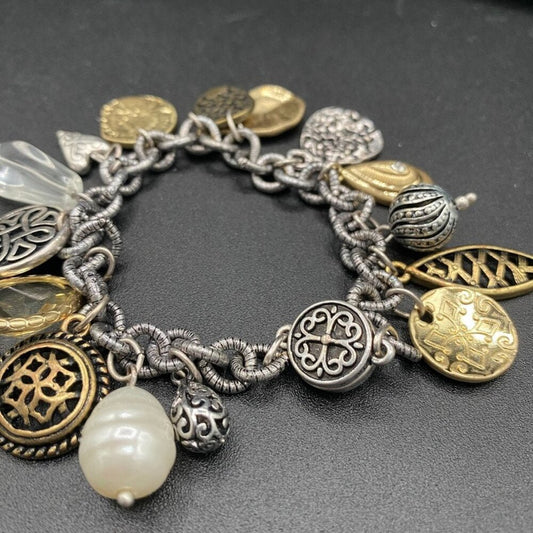 BraceletChico's Chunky Heart Charm Bracelet — Silver & Gold Tone