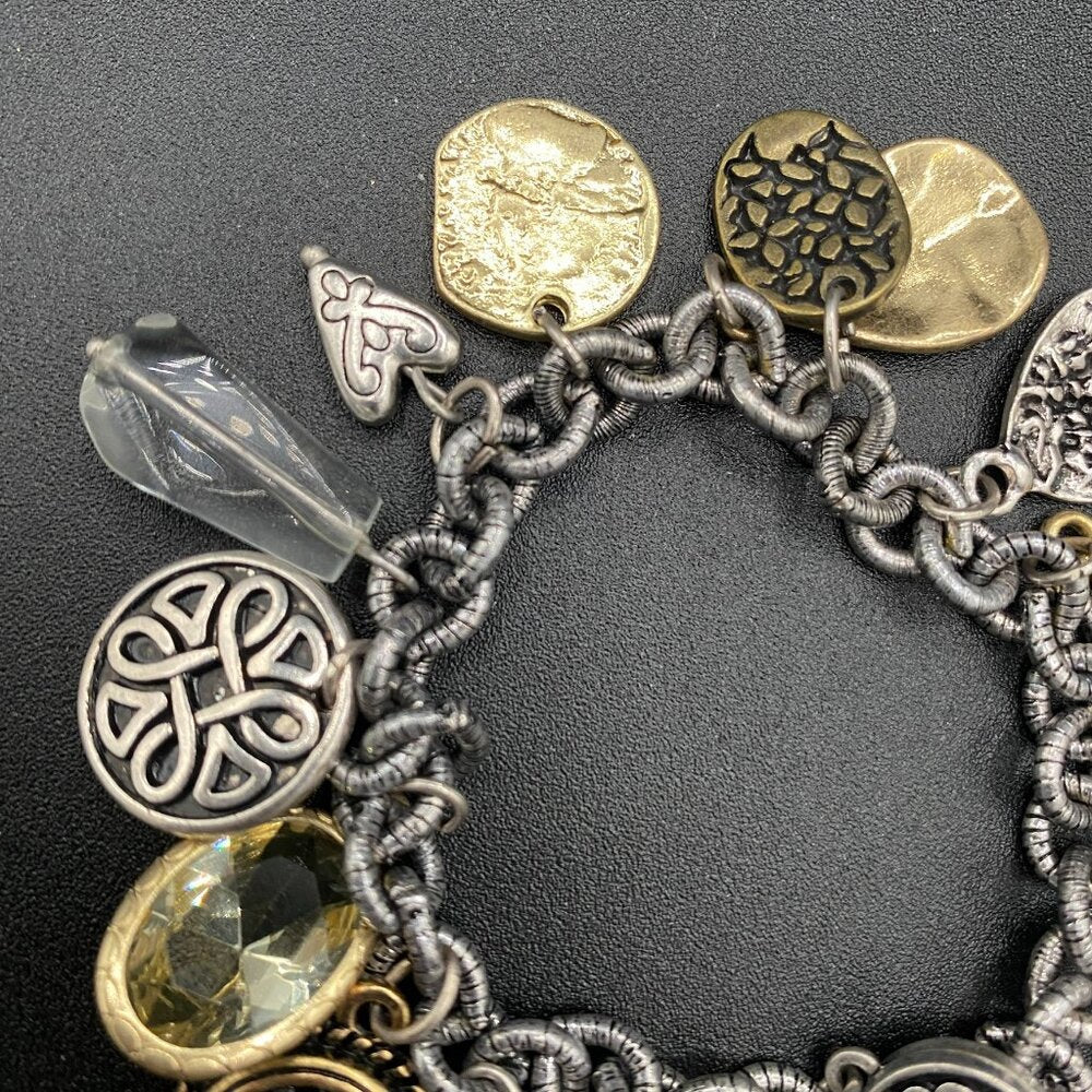 BraceletChico's Chunky Heart Charm Bracelet — Silver & Gold Tone