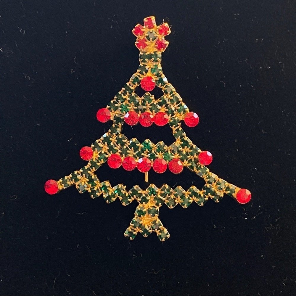 BroochesChristmas Tree Brooch Red and Green