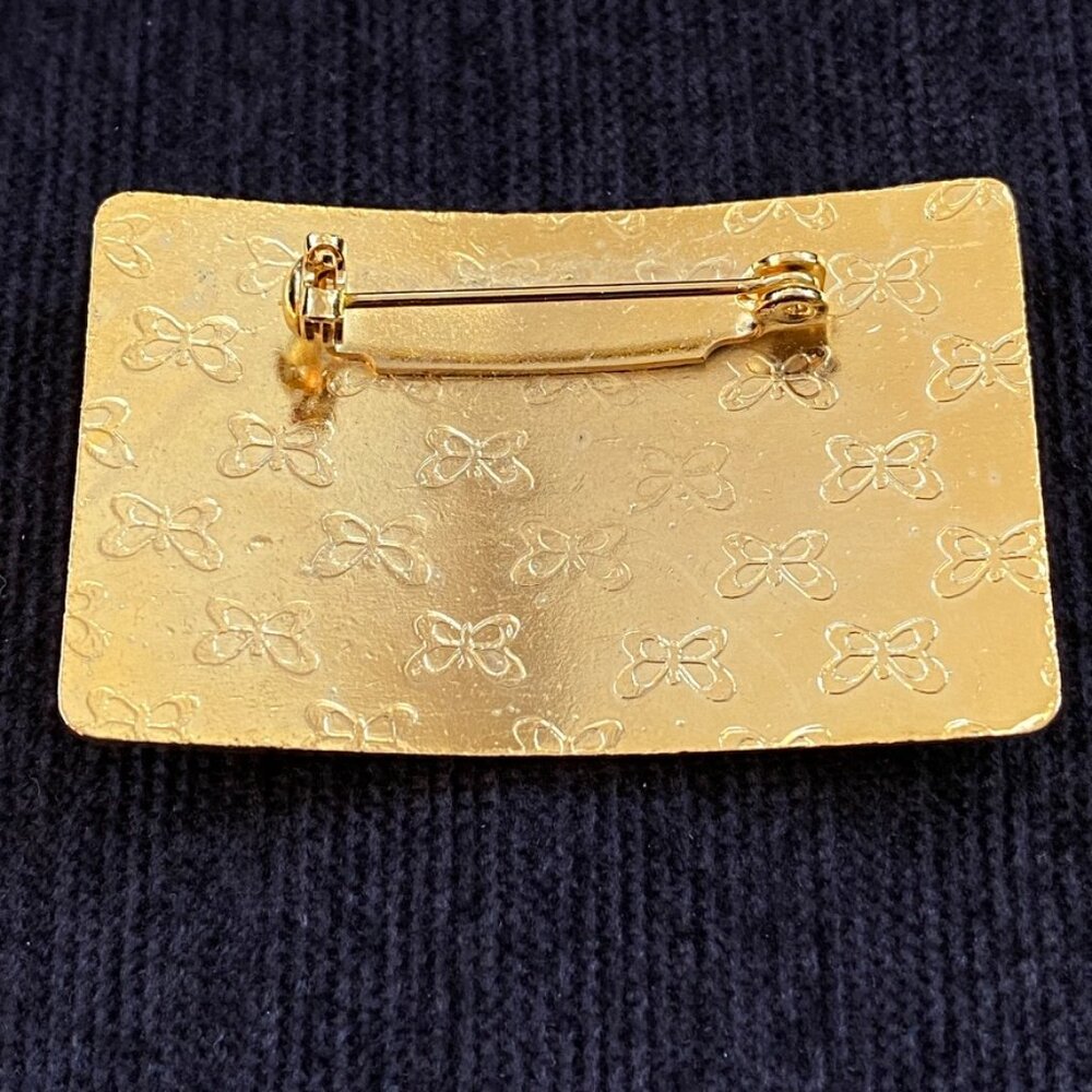 PinsCloisonne Brooch with Bird and Fish Motif on a Gold Tone Setting