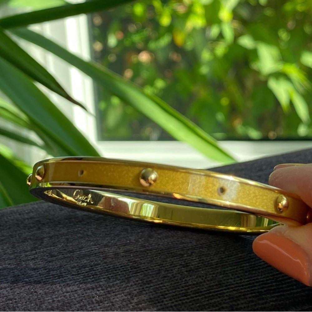 BraceletCoach 18K Gold Plated Studded Bangle Bracelet