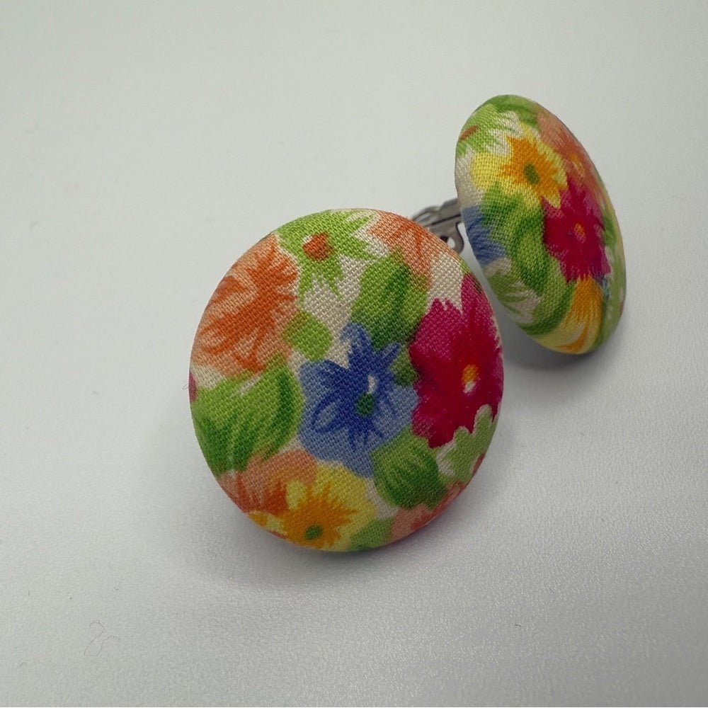 EarringsColorful Floral Button Clip-On Earrings