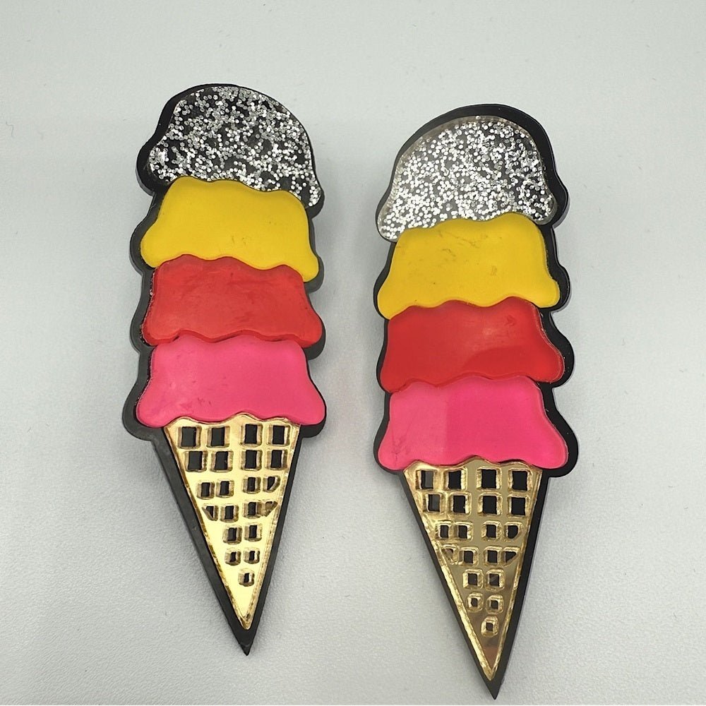 EarringsColorful Ice Cream Cone Stud Earrings — Summer Novelty