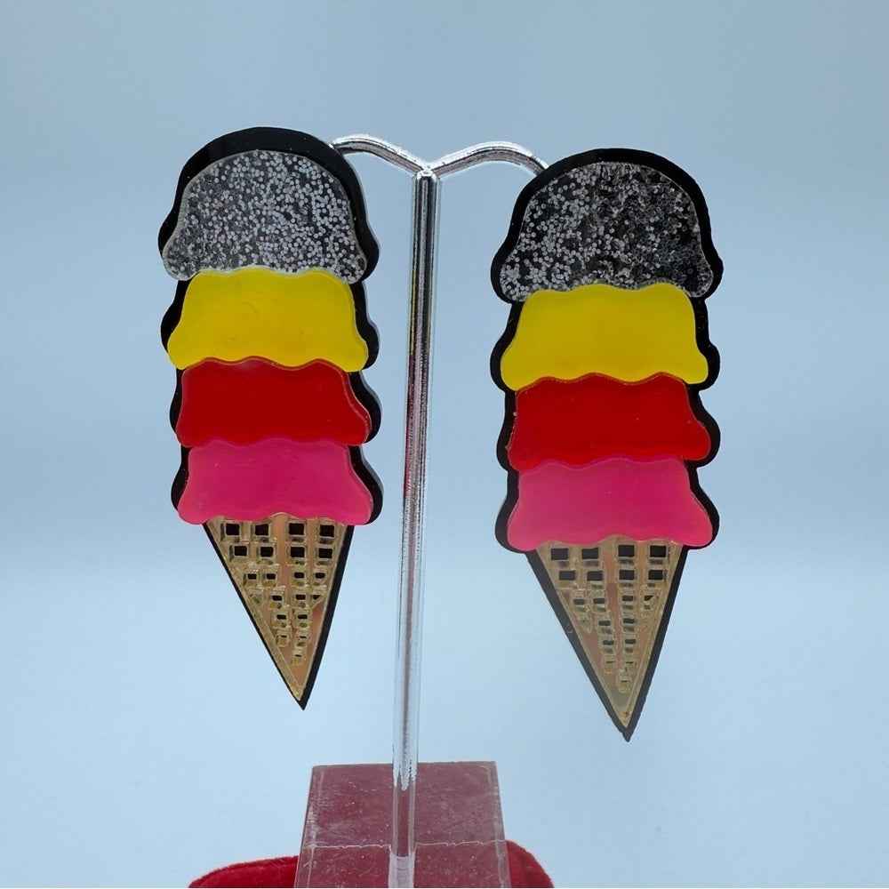 EarringsColorful Ice Cream Cone Stud Earrings — Summer Novelty