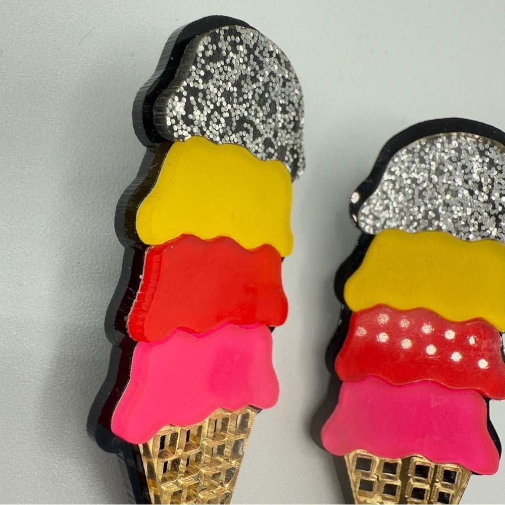 EarringsColorful Ice Cream Cone Stud Earrings — Summer Novelty