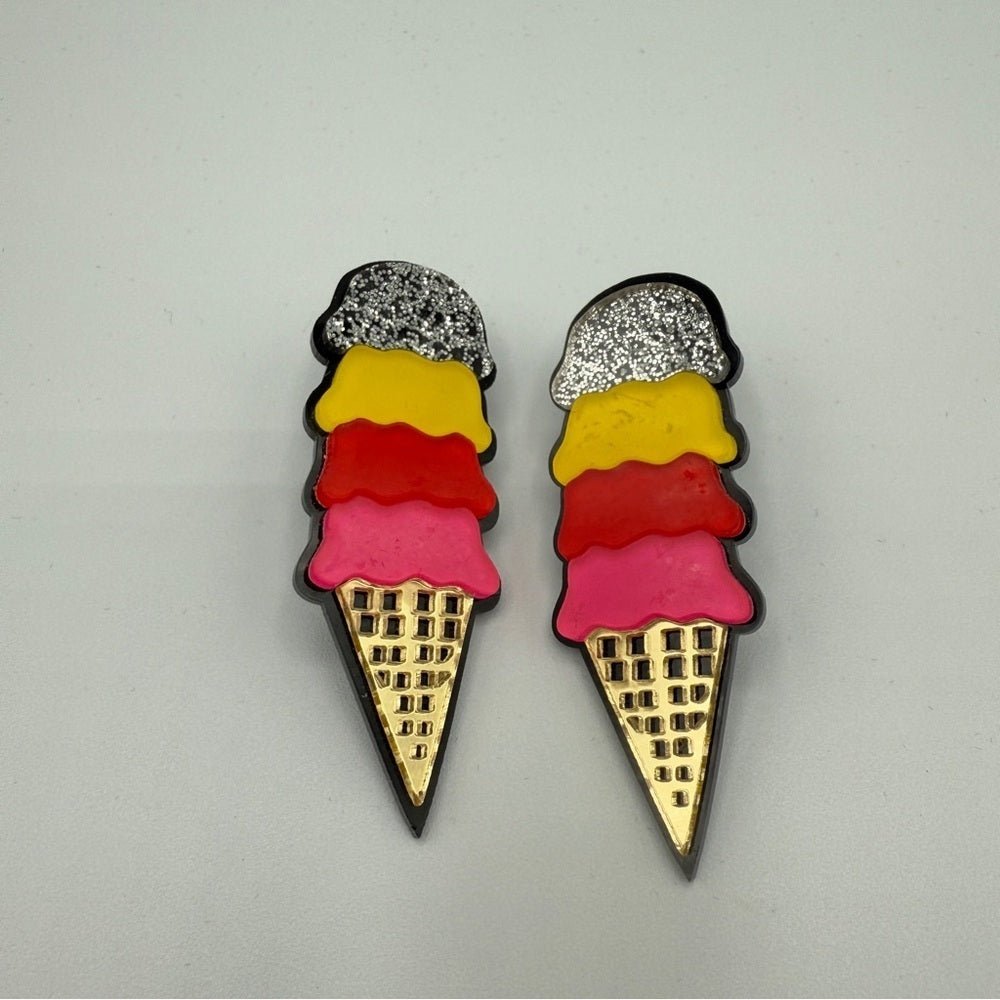 EarringsColorful Ice Cream Cone Stud Earrings — Summer Novelty