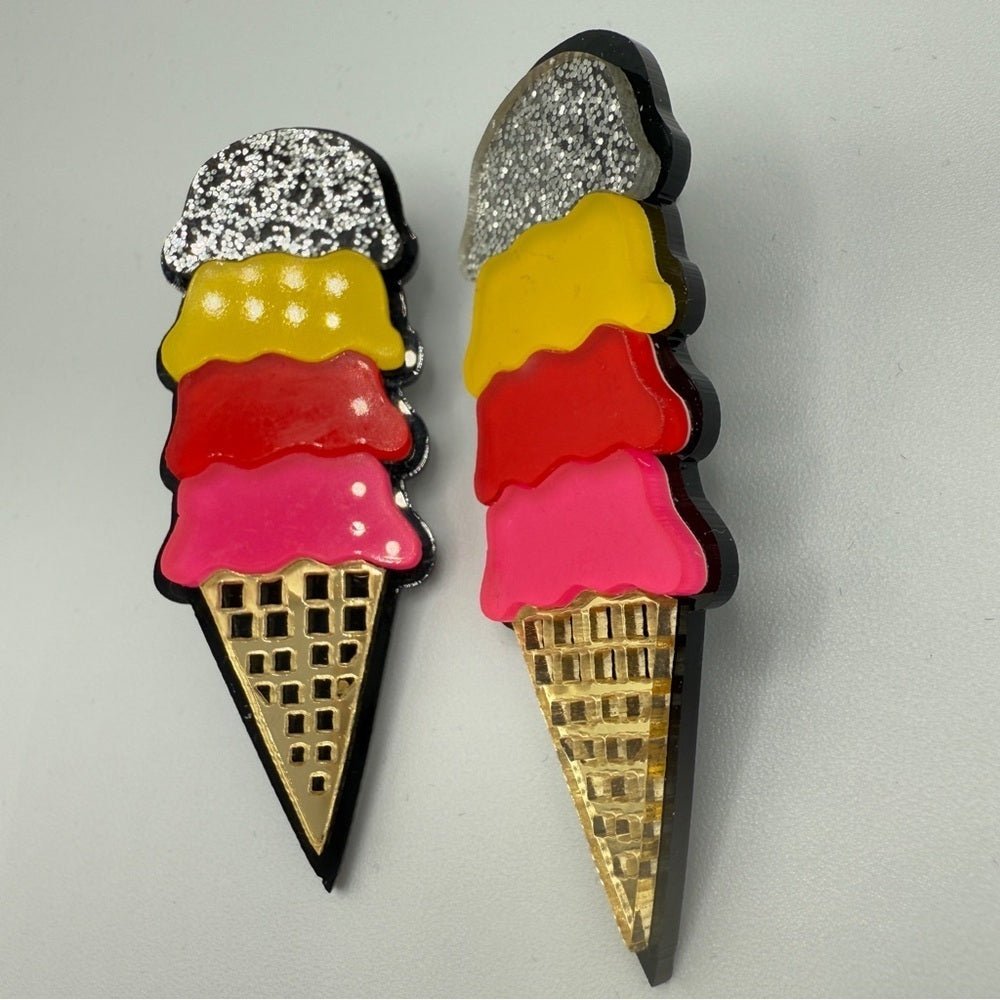 EarringsColorful Ice Cream Cone Stud Earrings — Summer Novelty