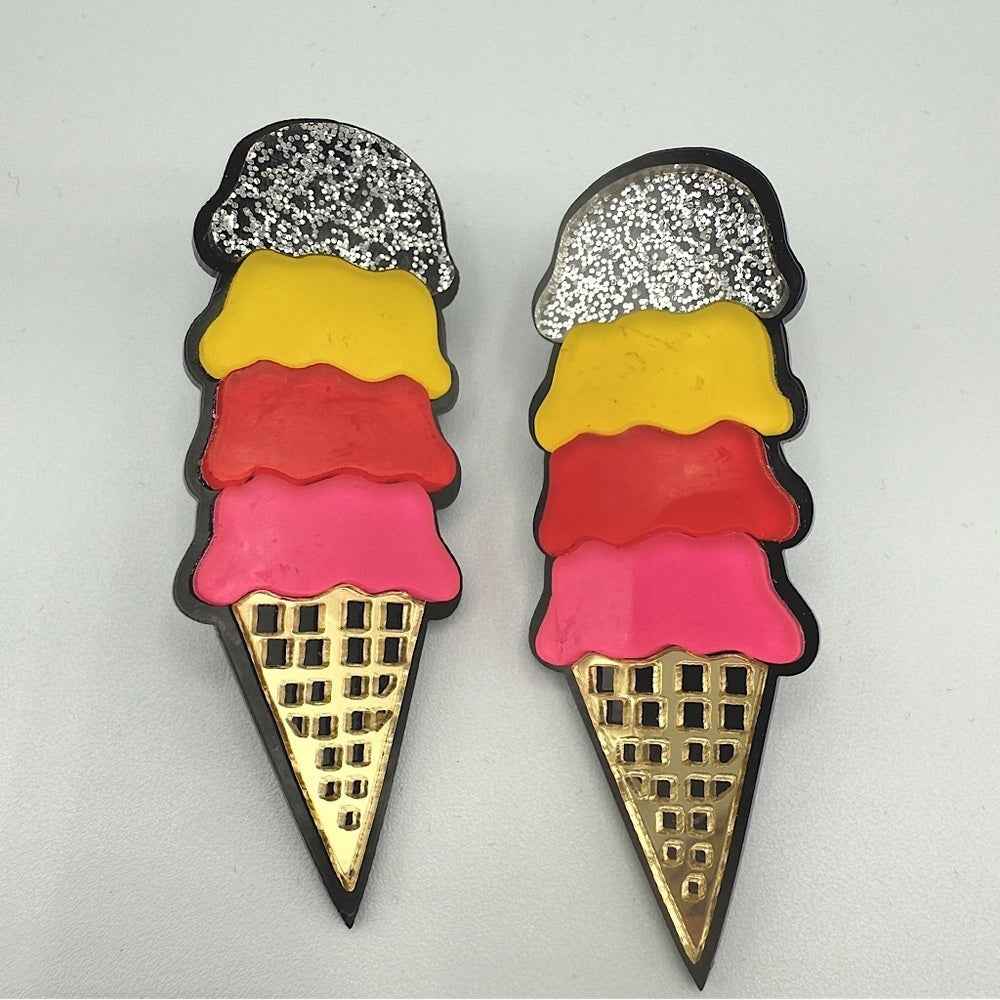 EarringsColorful Ice Cream Cone Stud Earrings — Summer Novelty