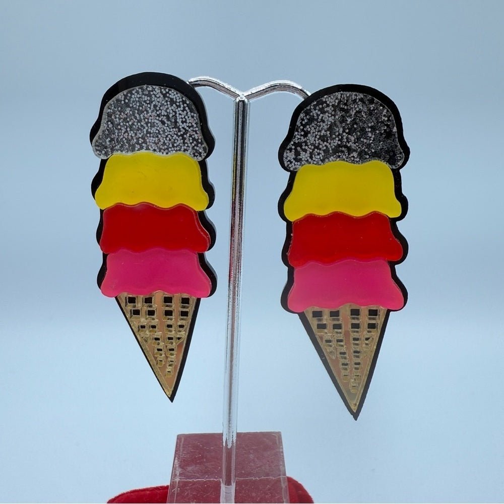 EarringsColorful Ice Cream Cone Stud Earrings — Summer Novelty
