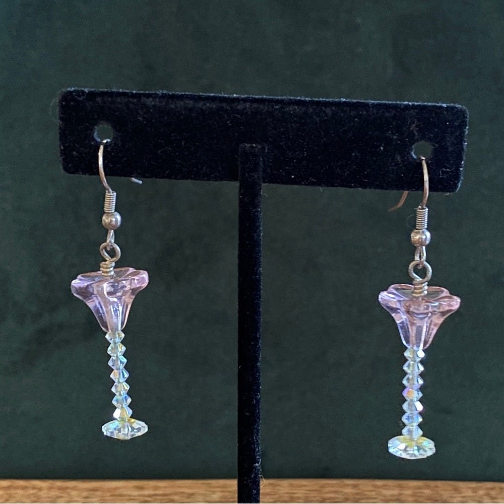 EarringsCrystal Bead Floral Drop Earrings — Pink Martini/Tropical Flower